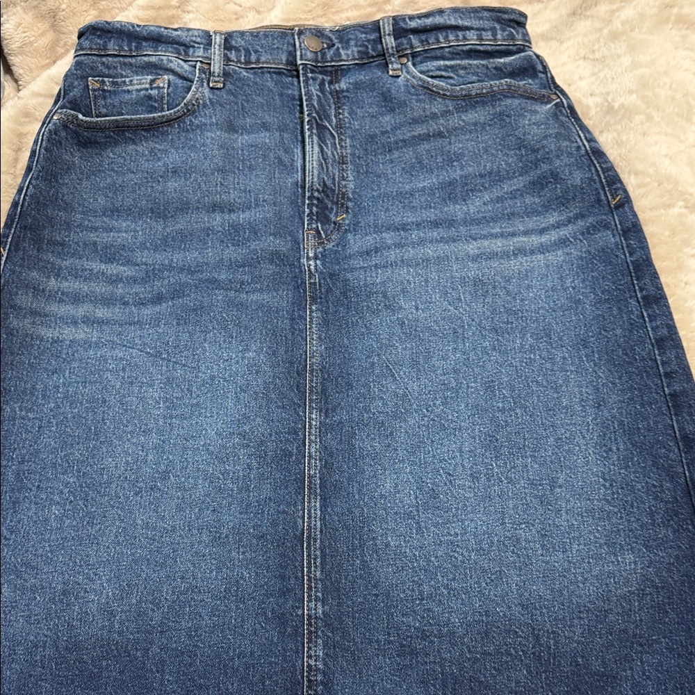 a.n.a Classic Blue Denim Midi Skirt